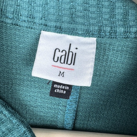 CAbi Jacket Womens Medium Green Knit Military Double Breasted Button Blazer Work - Picture 4 of 10